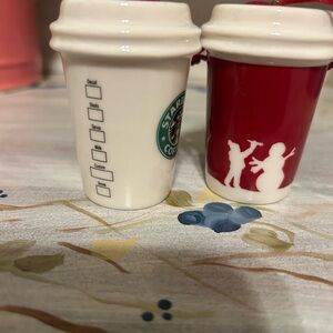 Set of two Starbucks coffee ornaments